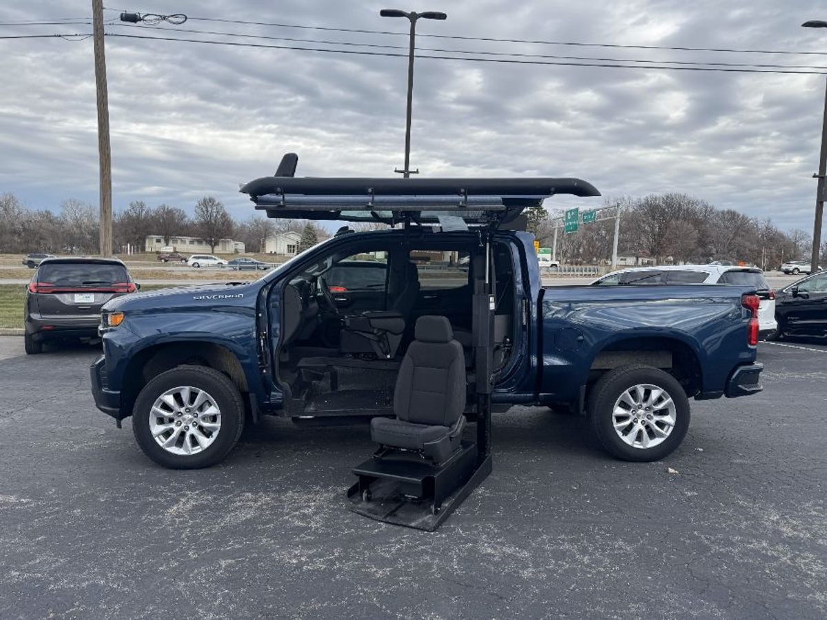 Blue Chevrolet Silverado 1500 with Side Entry Automatic In Floor ramp