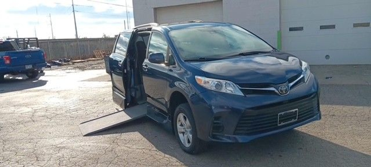 Blue Toyota Sienna with Side Entry Automatic In Floor ramp