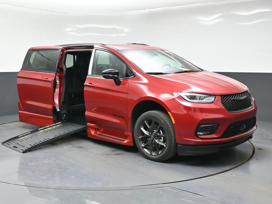 Red Chrysler Pacifica with Side Entry Automatic Fold Out ramp