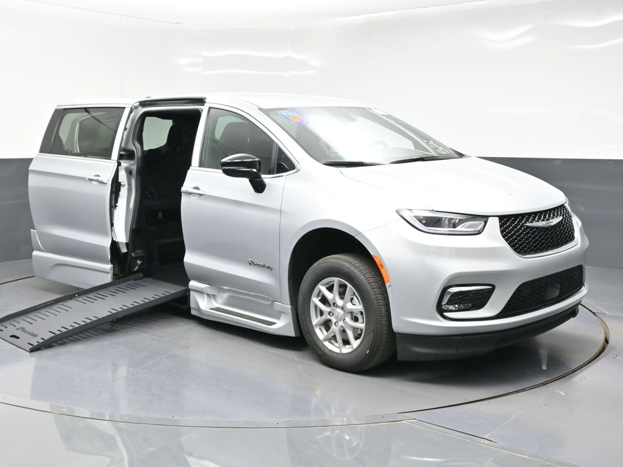 Silver Chrysler Pacifica with Side Entry Automatic Fold Out ramp