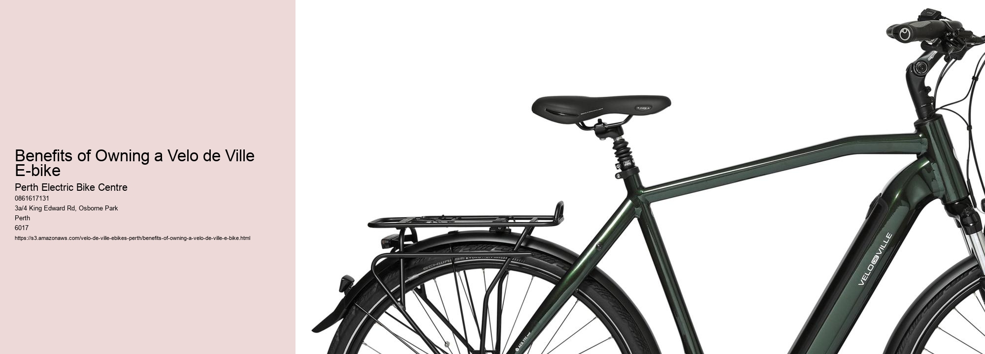 Benefits of Owning a Velo de Ville E-bike