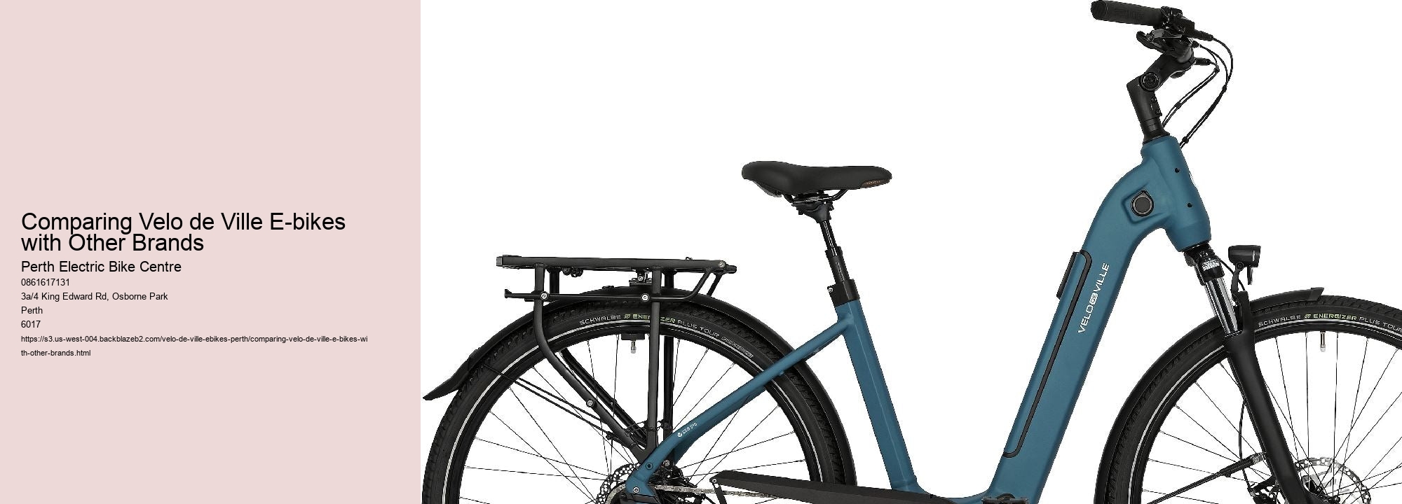 Comparing Velo de Ville E-bikes with Other Brands