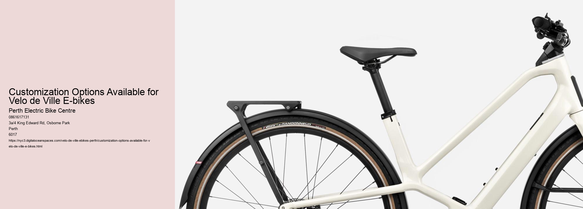 Customization Options Available for Velo de Ville E-bikes 