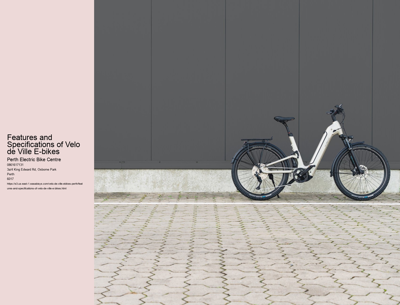 Features and Specifications of Velo de Ville E-bikes