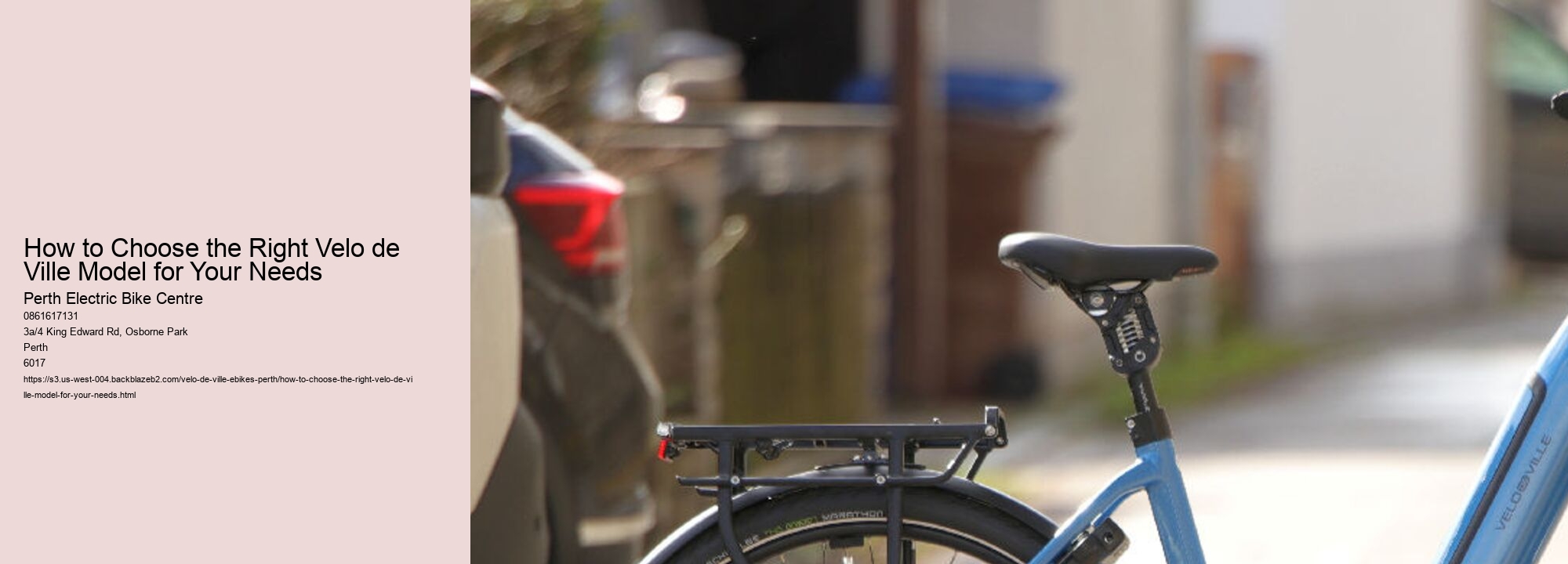 How to Choose the Right Velo de Ville Model for Your Needs 