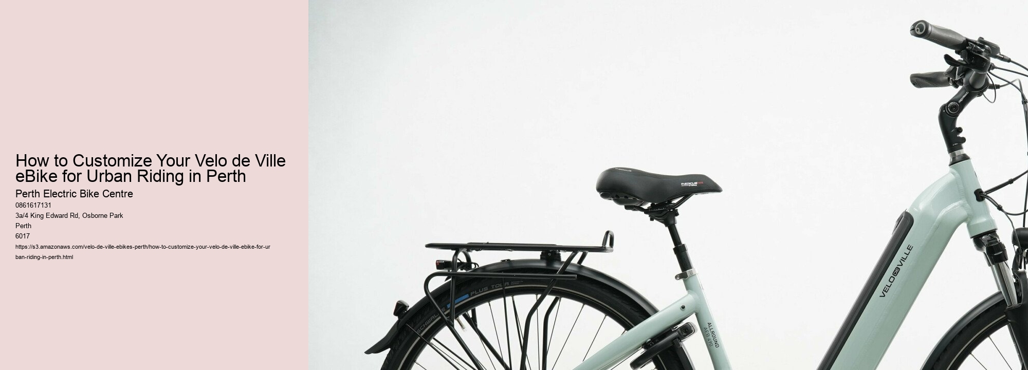 How to Customize Your Velo de Ville eBike for Urban Riding in Perth  
