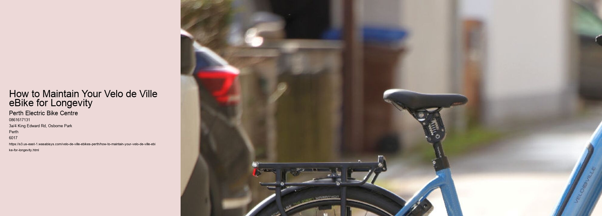 How to Maintain Your Velo de Ville eBike for Longevity