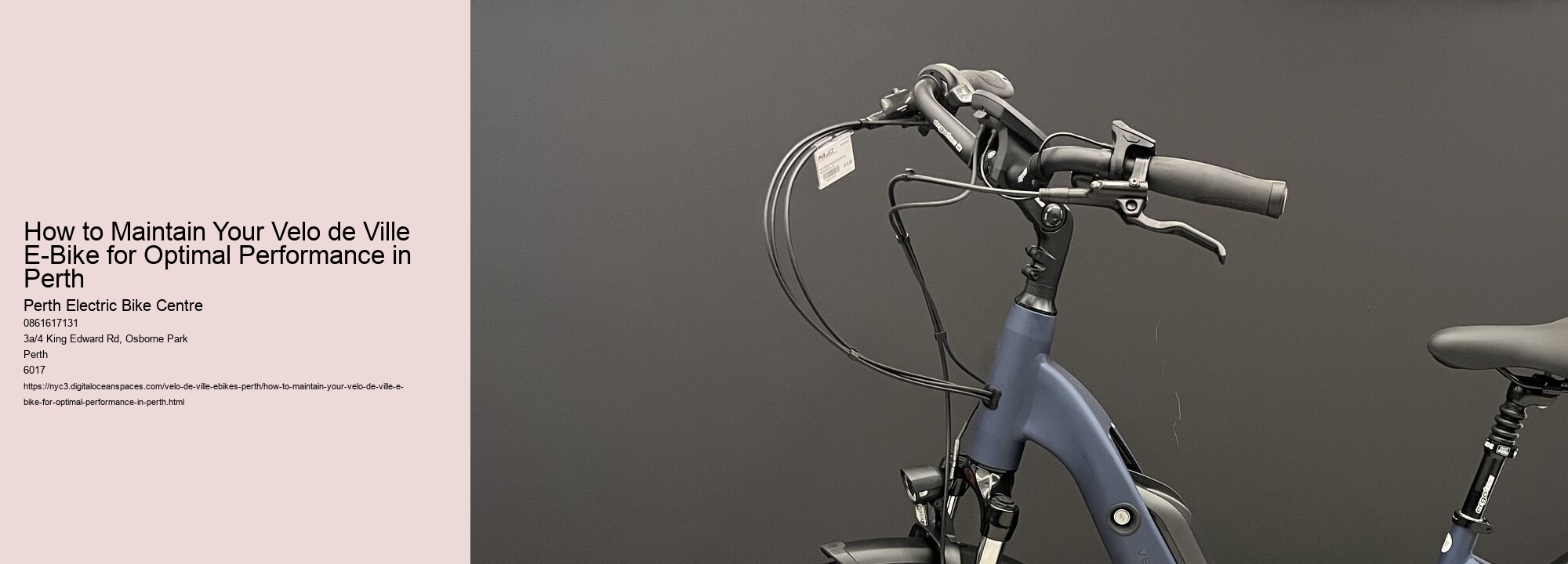 How to Maintain Your Velo de Ville E-Bike for Optimal Performance in Perth