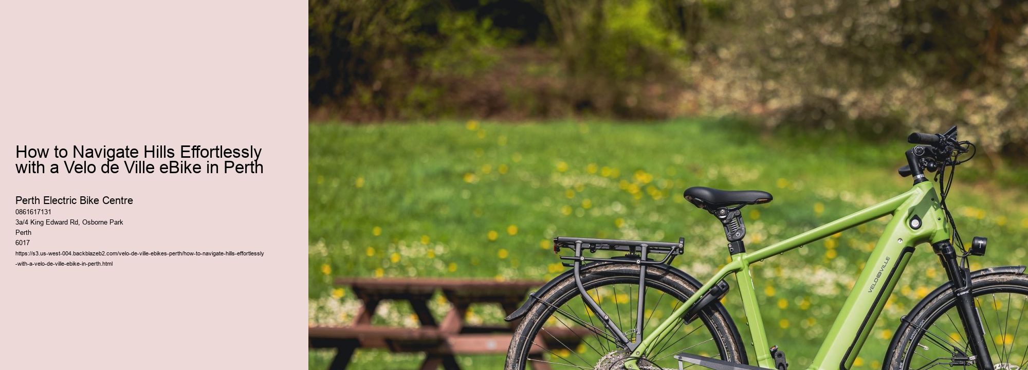 How to Navigate Hills Effortlessly with a Velo de Ville eBike in Perth   