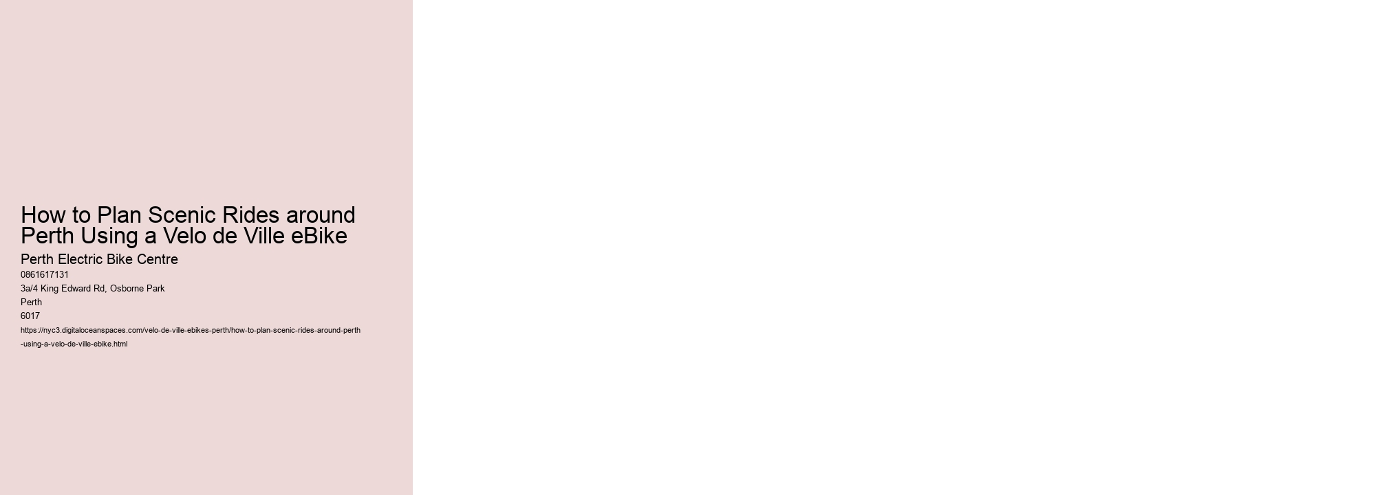 How to Plan Scenic Rides around Perth Using a Velo de Ville eBike 