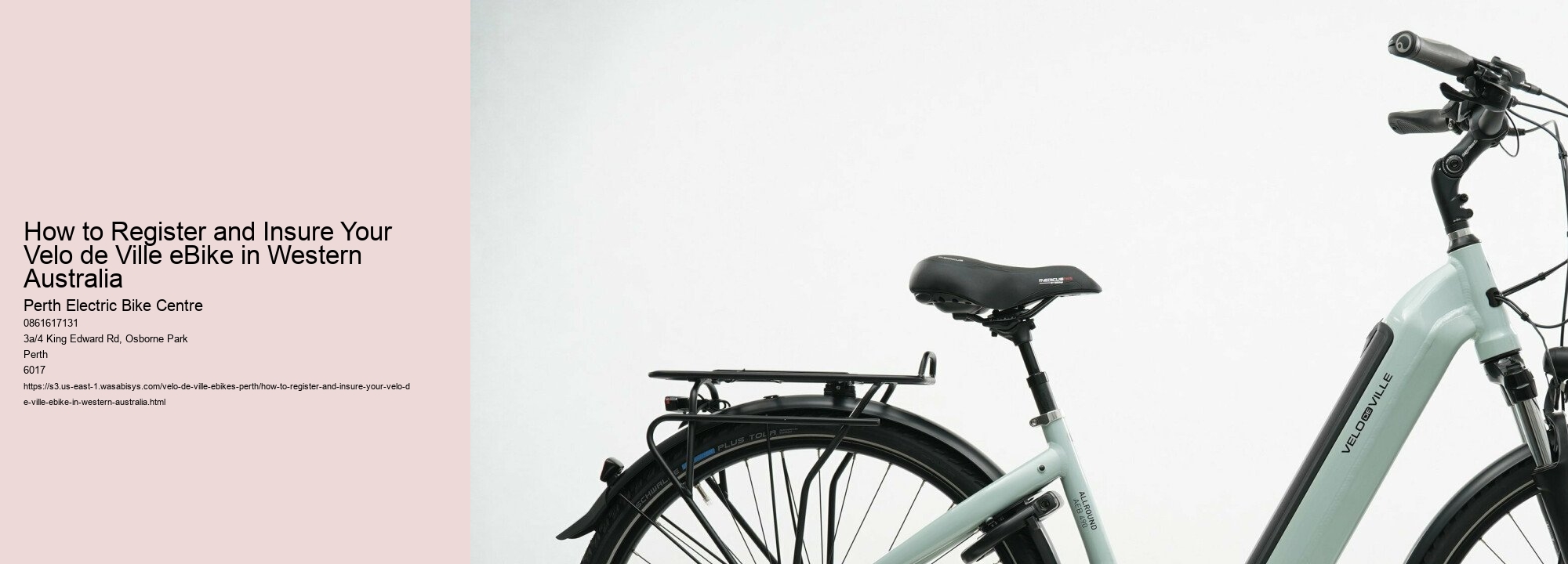 How to Register and Insure Your Velo de Ville eBike in Western Australia 