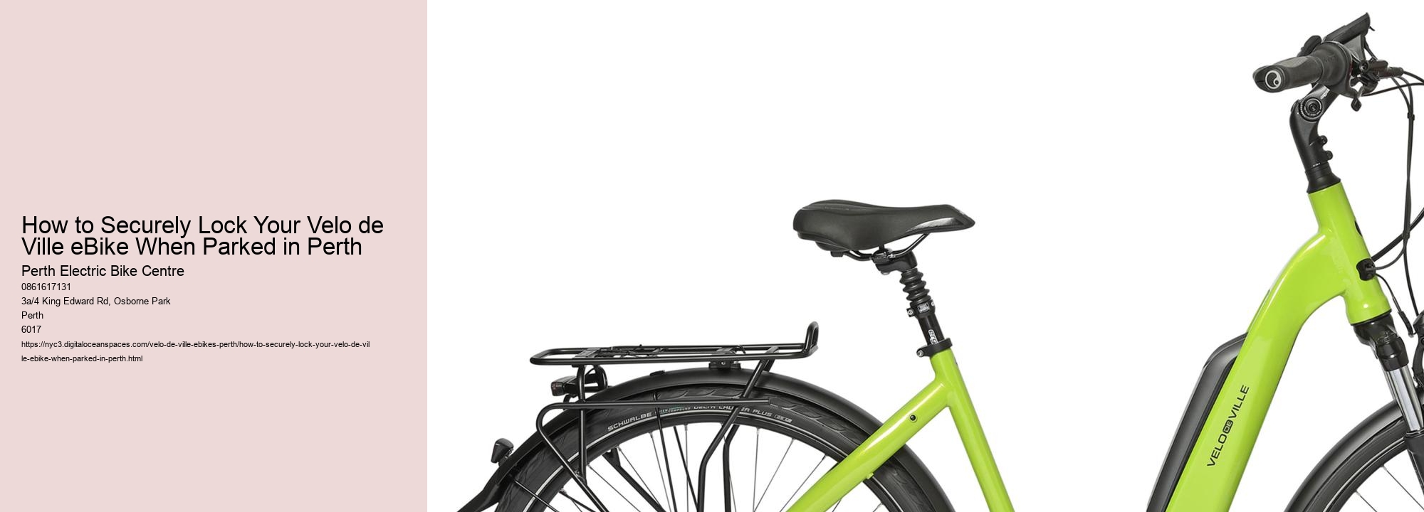 How to Securely Lock Your Velo de Ville eBike When Parked in Perth   