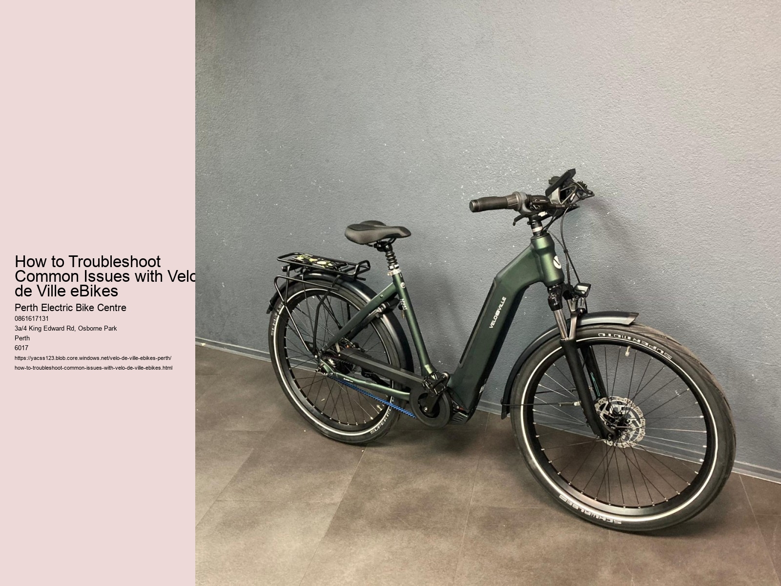 How to Troubleshoot Common Issues with Velo de Ville eBikes 