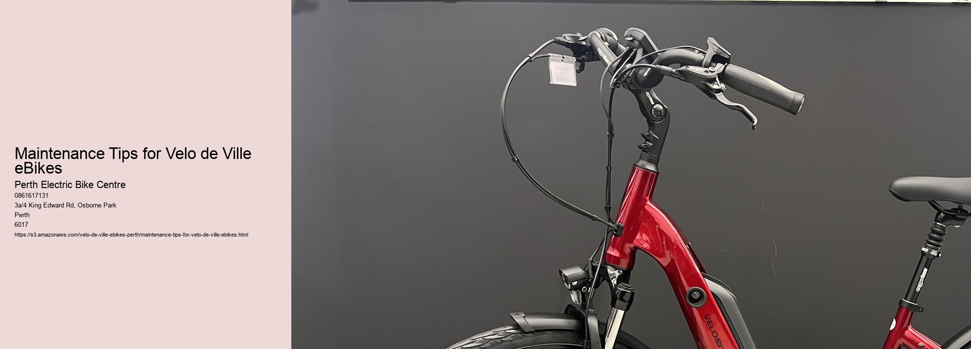 Maintenance Tips for Velo de Ville eBikes