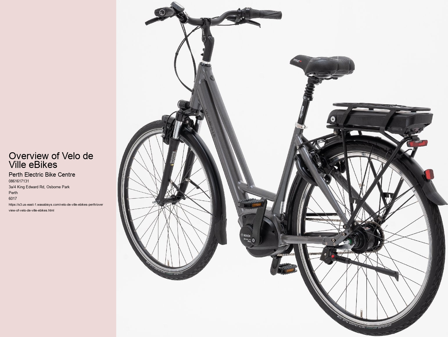 Overview of Velo de Ville eBikes