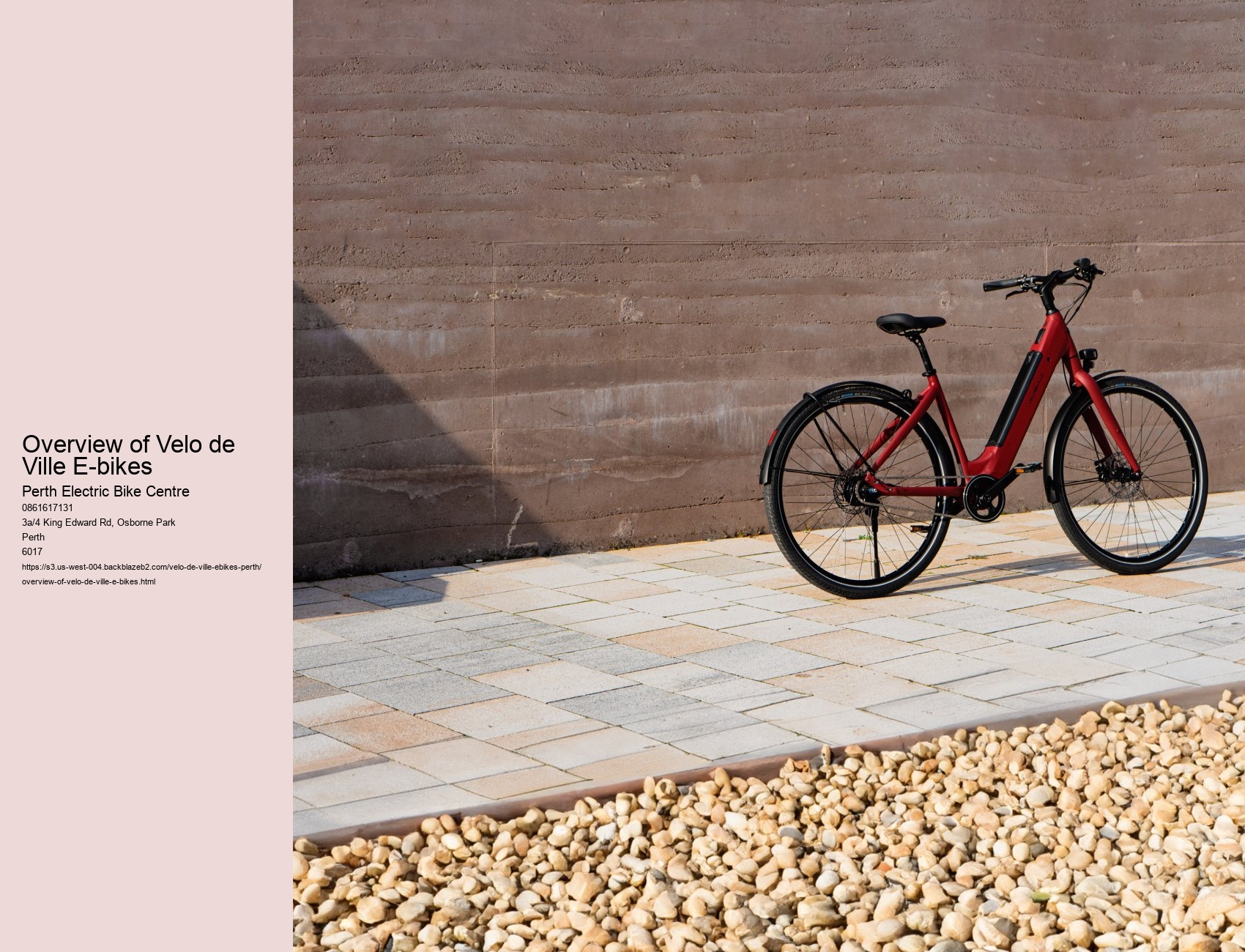 Overview of Velo de Ville E-bikes