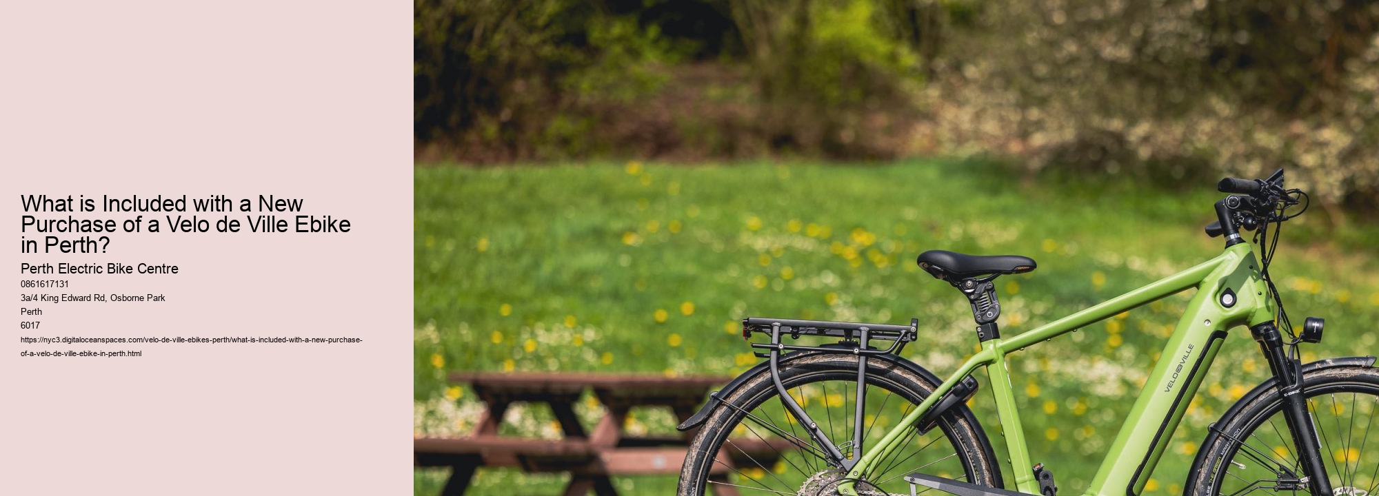 What is Included with a New Purchase of a Velo de Ville Ebike in Perth?