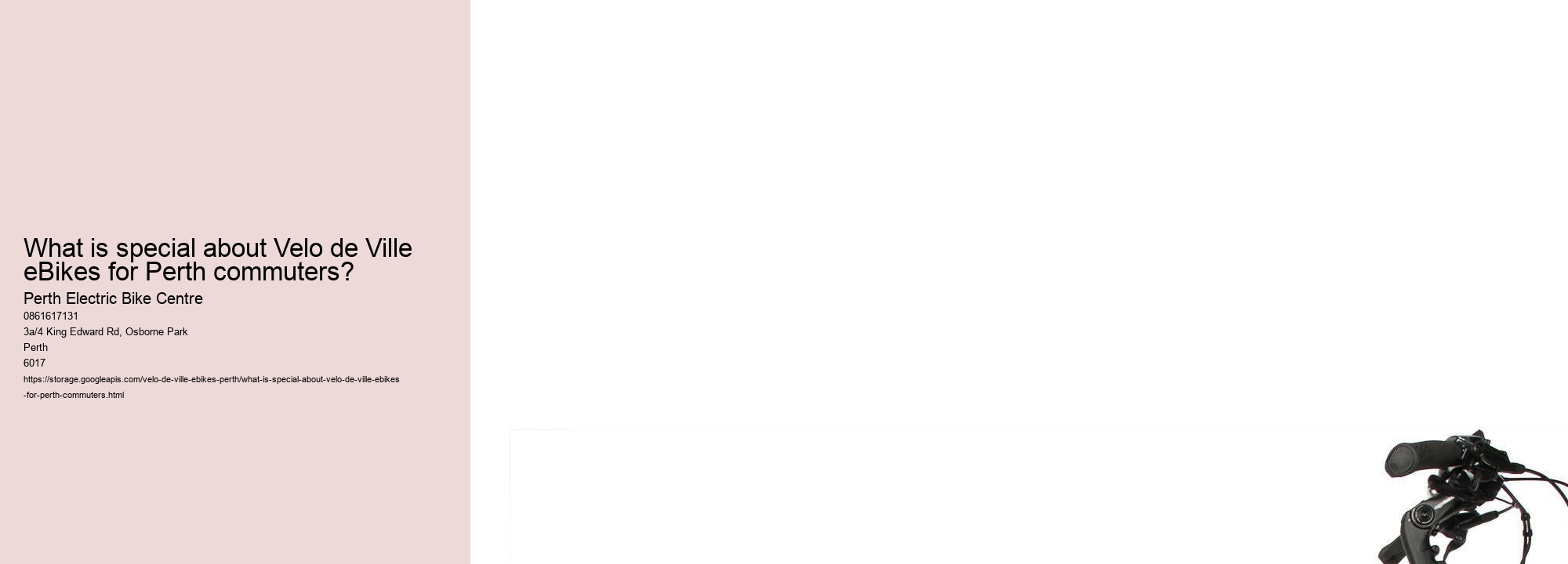 What is special about Velo de Ville eBikes for Perth commuters?  