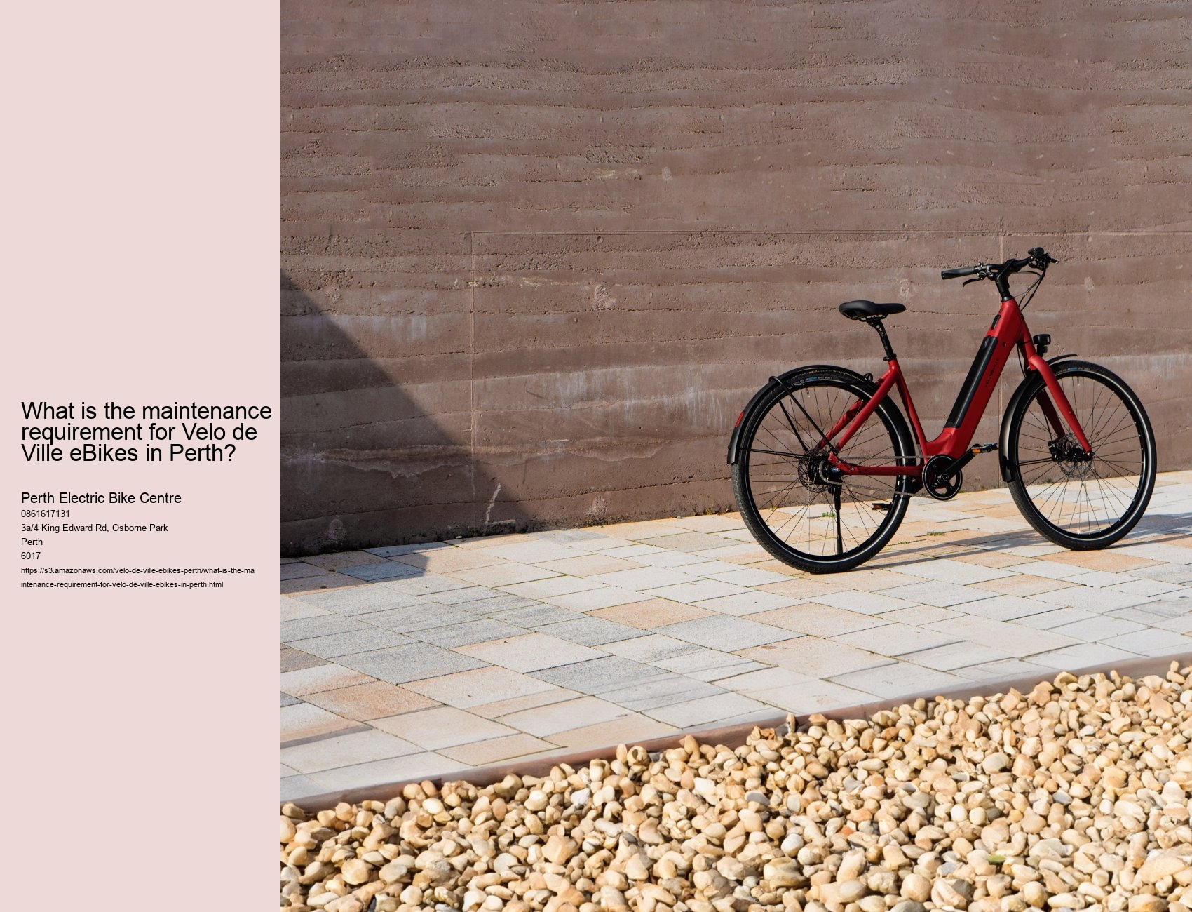 What is the maintenance requirement for Velo de Ville eBikes in Perth?  