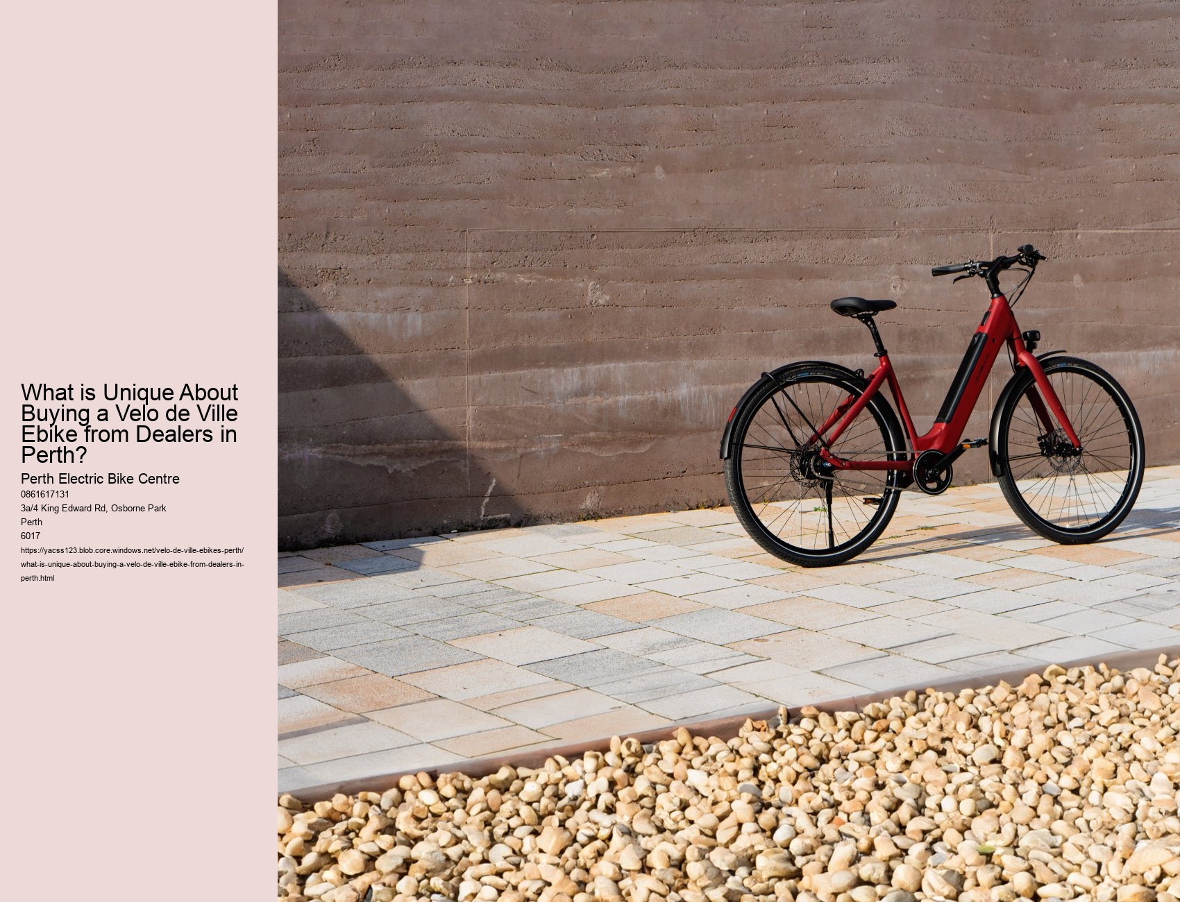 What is Unique About Buying a Velo de Ville Ebike from Dealers in Perth?