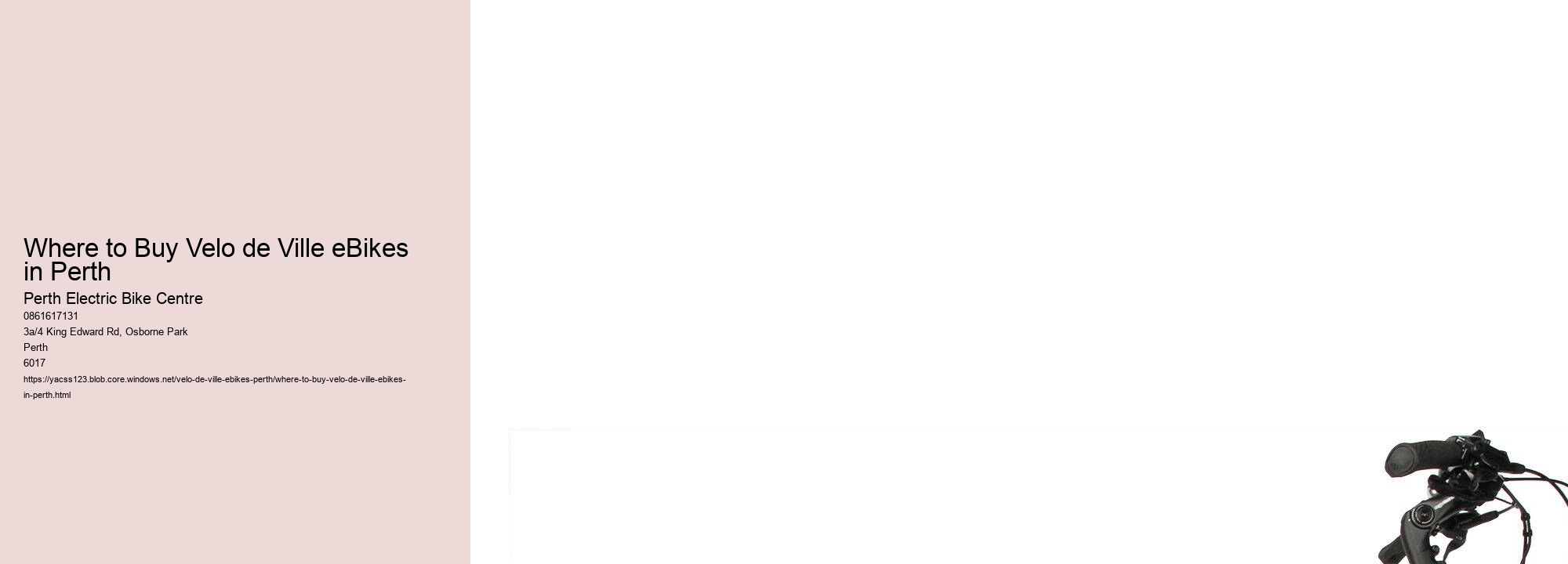 Where to Buy Velo de Ville eBikes in Perth