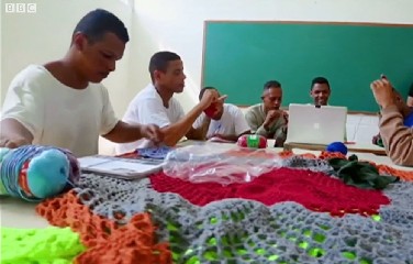 Detentos do presídio Adriano Marrey, em Guarulhos