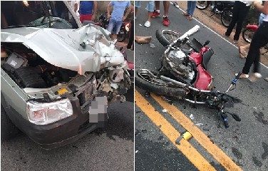 A colisão que aconteceu próximo a entrada do Bairro Morro dos Lopes