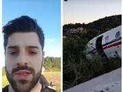 Em vídeo que circula nas redes sociais, é possível ver a aeronave fora da pista e uma nuvem de fumaça. 