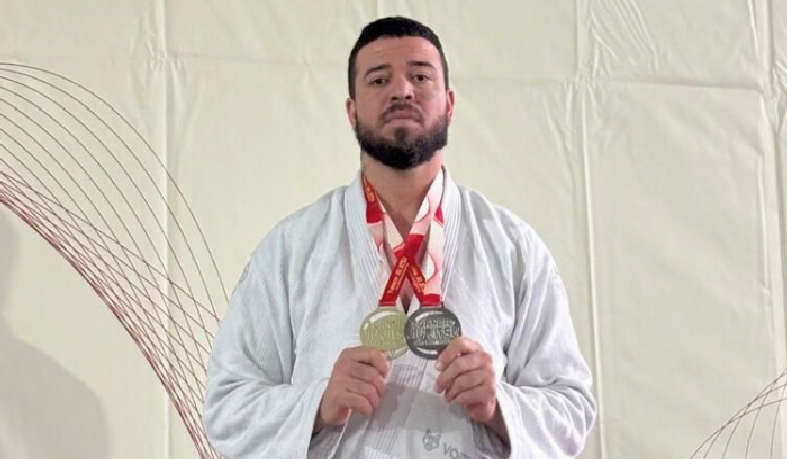 Faixa roxa da categoria pesado sobe ao pódio no Torneio São Domingos, em Sintra