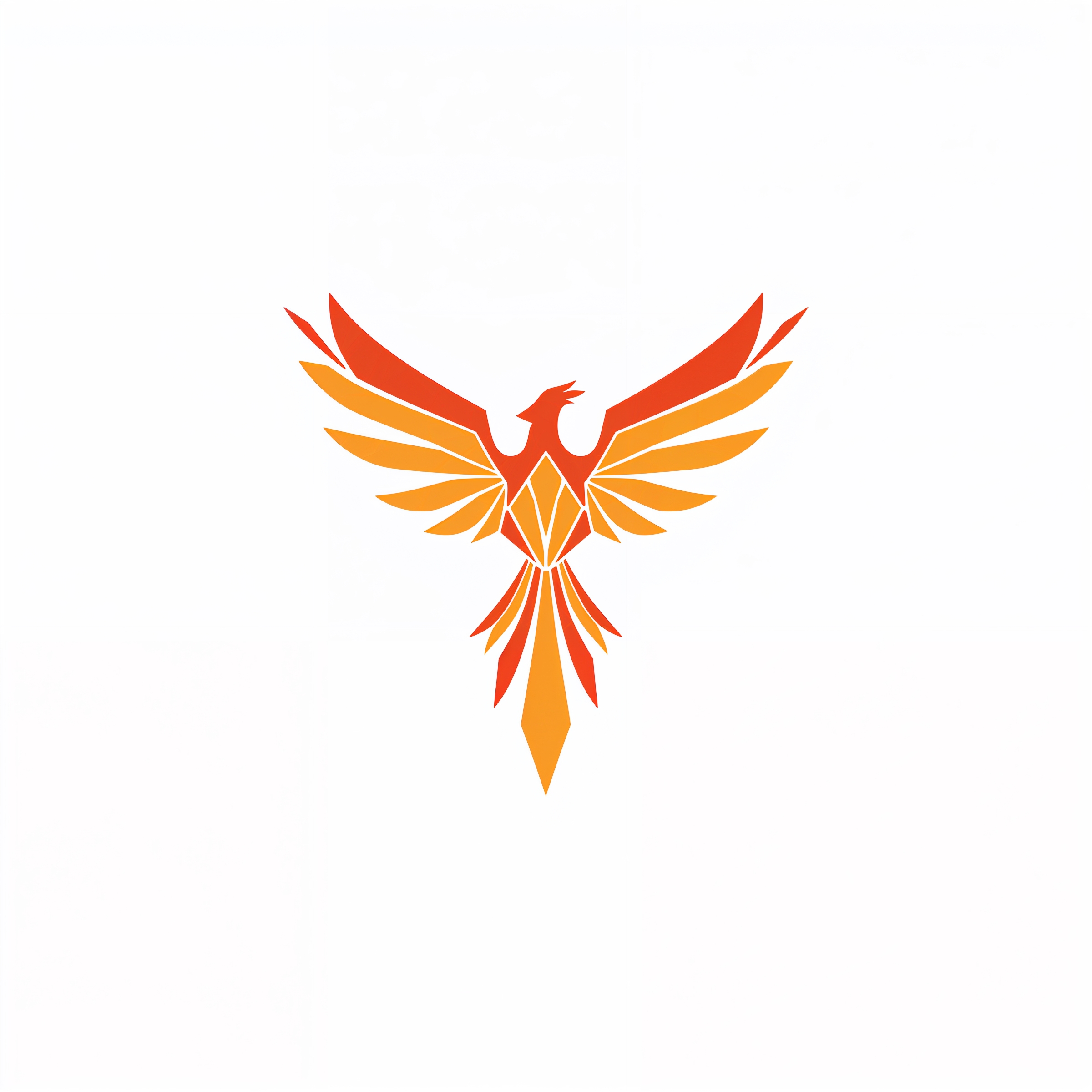 Minimalist logo design of a soaring phoenix using
