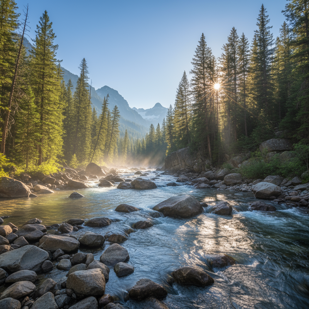 A static ultra-realistic 4K wide shot of a clear m