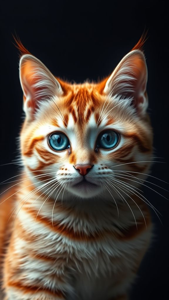 Create an portrait wallpaper with a liquid launcher cat animal theme. Modern and contemporary, any color, and a variety of variations. Include an attractive 3D element that won't bore users. Do not use the phone display on this wallpaper