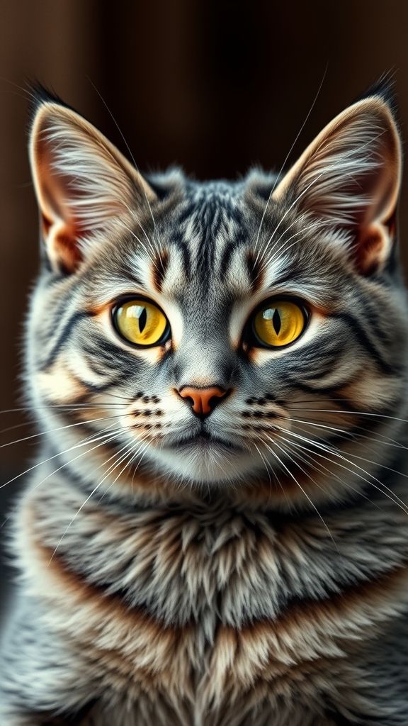 Create an portrait wallpaper with a liquid launcher grey cat animal theme. Modern and contemporary, any color, and a variety of variations. Include an attractive 3D element that won't bore users. Do not use the phone display on this wallpaper