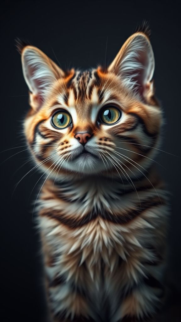 Create an portrait wallpaper with a liquid launcher british short hair cat animal theme. Modern and contemporary, any color, and a variety of variations. Include an attractive 3D element that won't bore users. Do not use the phone display on this wallpaper