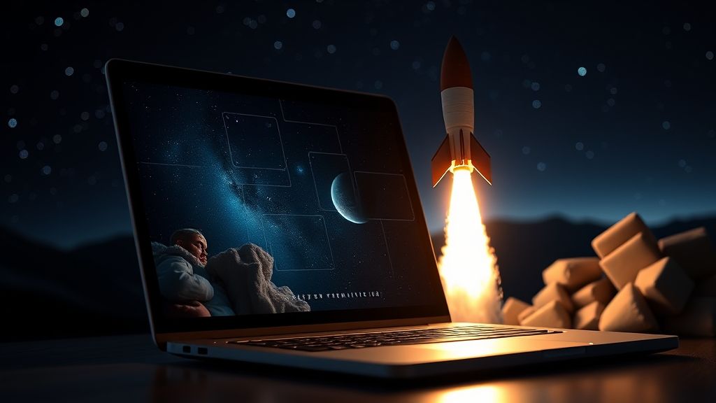 Launching Space Rocket From Laptop Screen