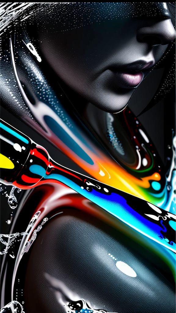 Create an portrait wallpaper with a liquid launcher black liquid theme. Modern and contemporary, any color, and a variety of variations. Include an attractive 3D element that won't bore users. Do not use the phone display on this wallpaper