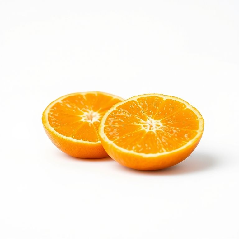 orange with slice on White background