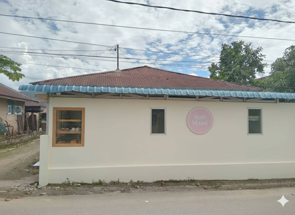 Kreasi AI: Pindahkan Estela ketengah, tambahkan lebarnya agar terlihat persisi dengan tembok.