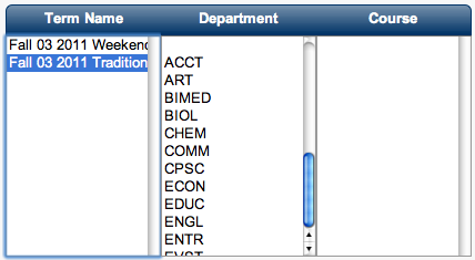 Separated Course Departments Based on Term