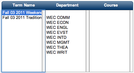 Separated Course Departments Based on Term