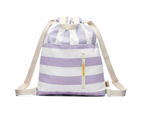 Striped Canvas Drawstring Backpack