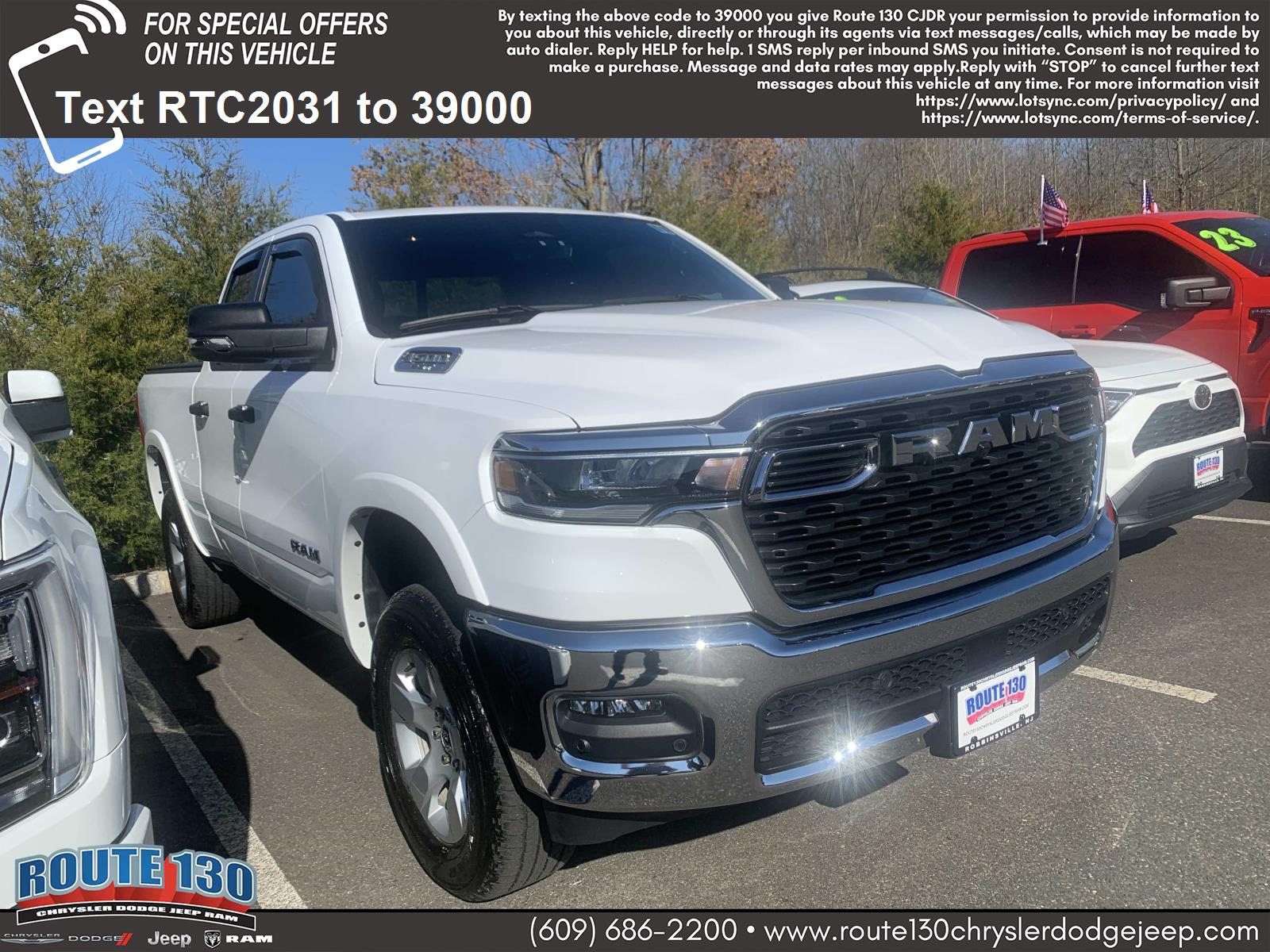 Bright White Clearcoat 2025 RAM 1500 Big Horn Quad Cab 4WD Pickup Truck Four-Wheel Drive Automatic