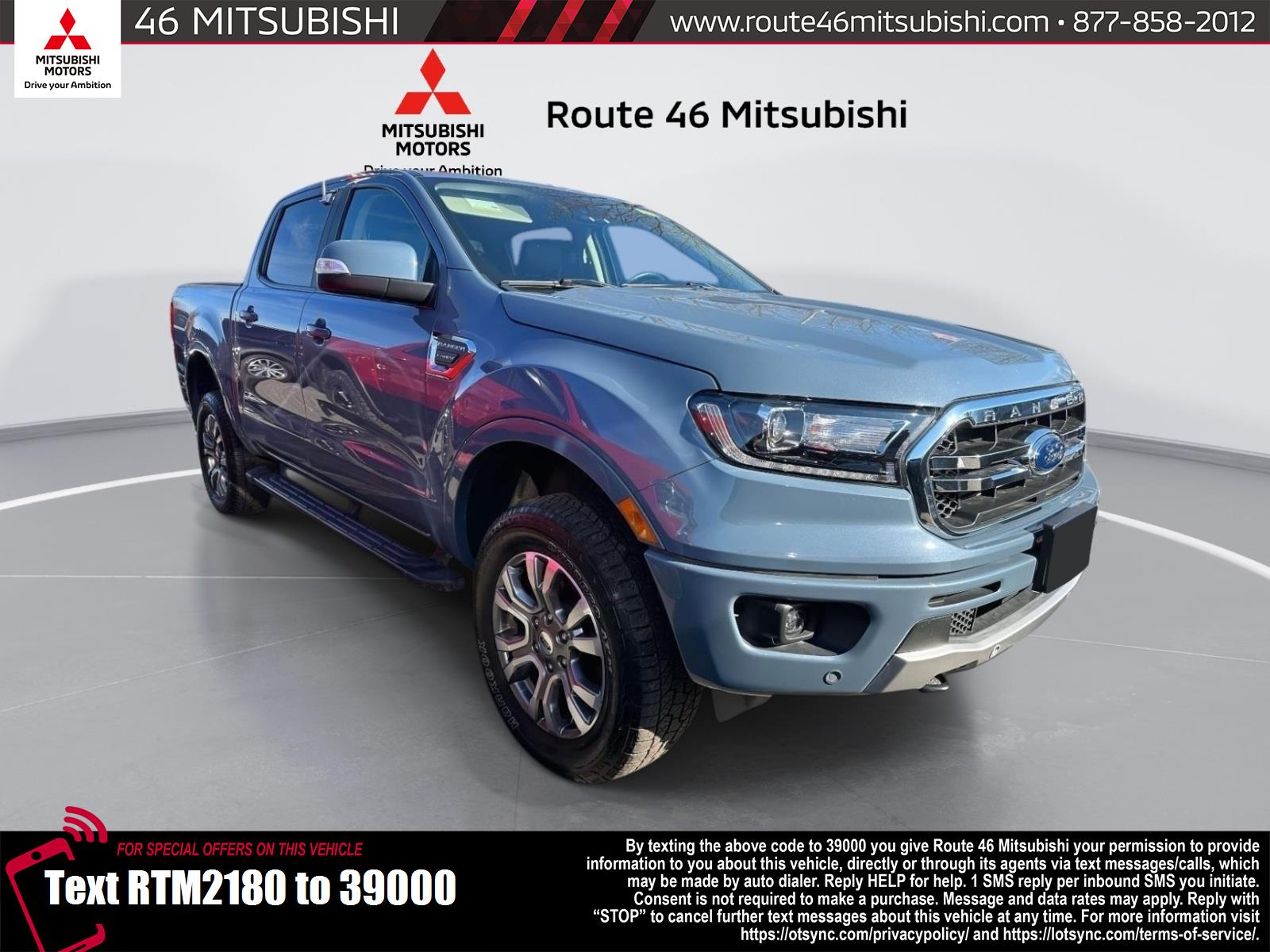 Blue (Azure Gray Metallic Tri-Coat) 2023 Ford Ranger Lariat SuperCrew 4WD Pickup Truck Four-Wheel Drive Automatic
