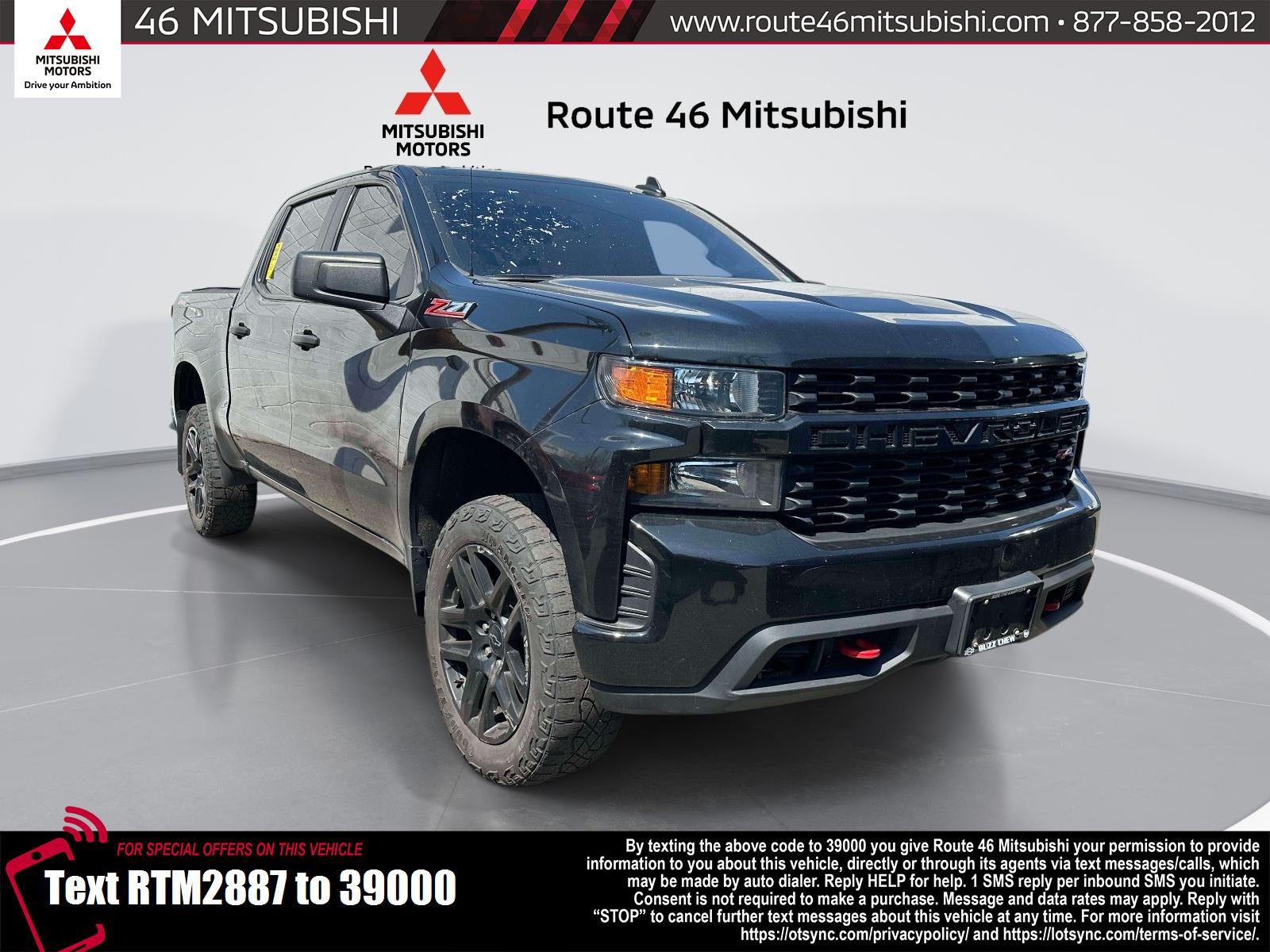 Black 2022 Chevrolet Silverado 1500 Custom Trail Boss Crew Cab 4WD Pickup Truck Four-Wheel Drive Automatic