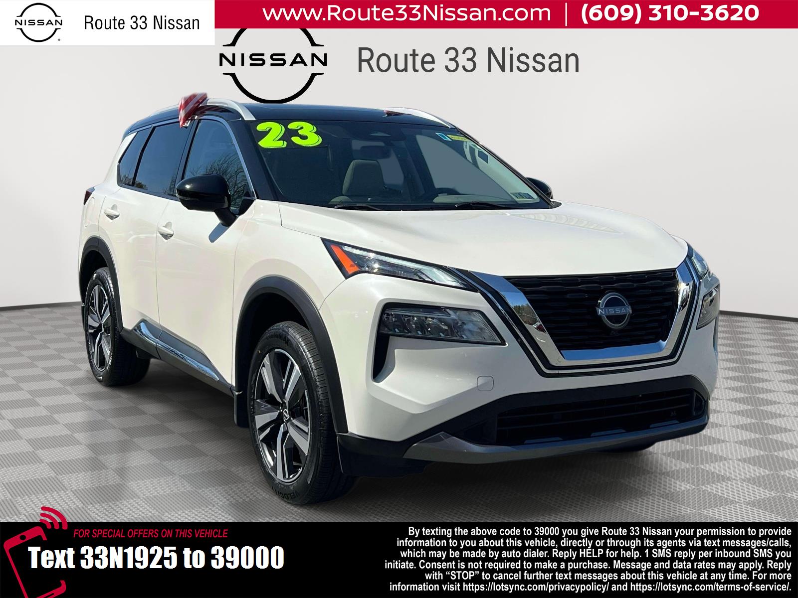 Pearl White Tricoat/Super Black 2023 Nissan Rogue SL AWD SUV / Crossover All-Wheel Drive Automatic