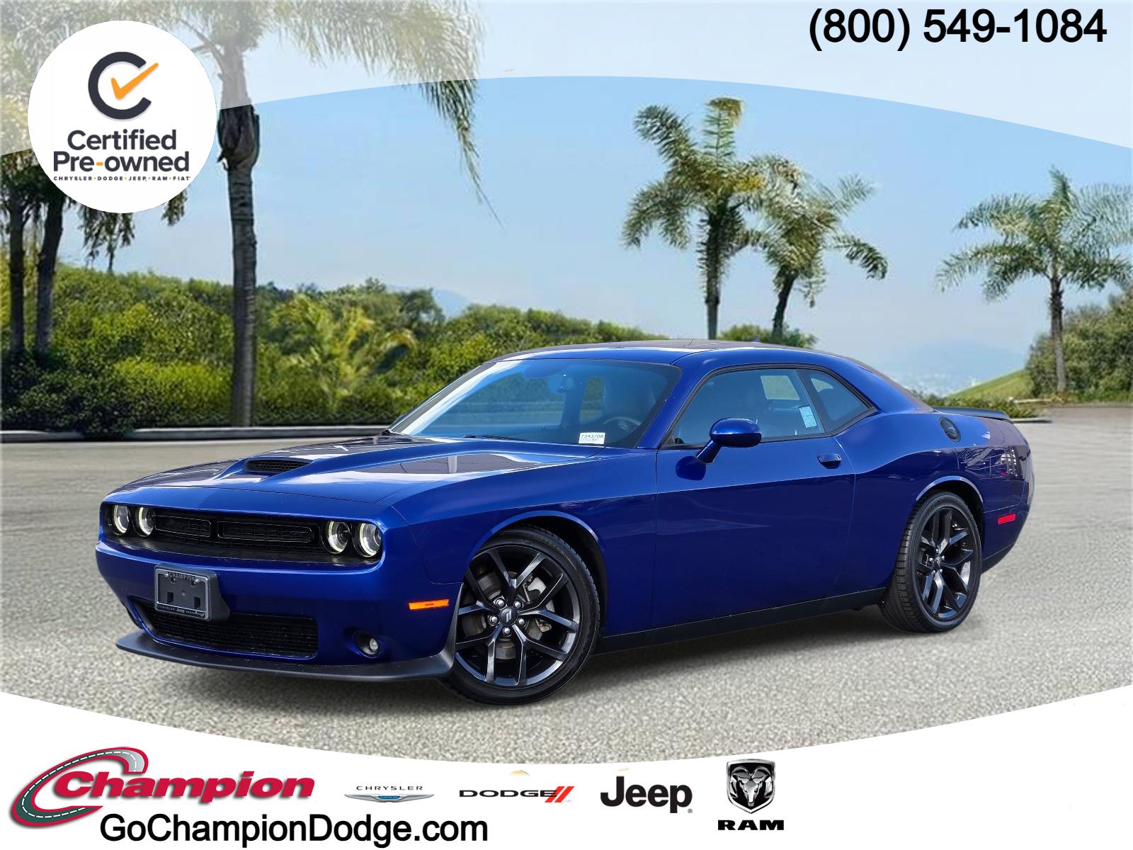 Indigo Blue 2022 Dodge Challenger GT RWD Coupe Rear-Wheel Drive Automatic