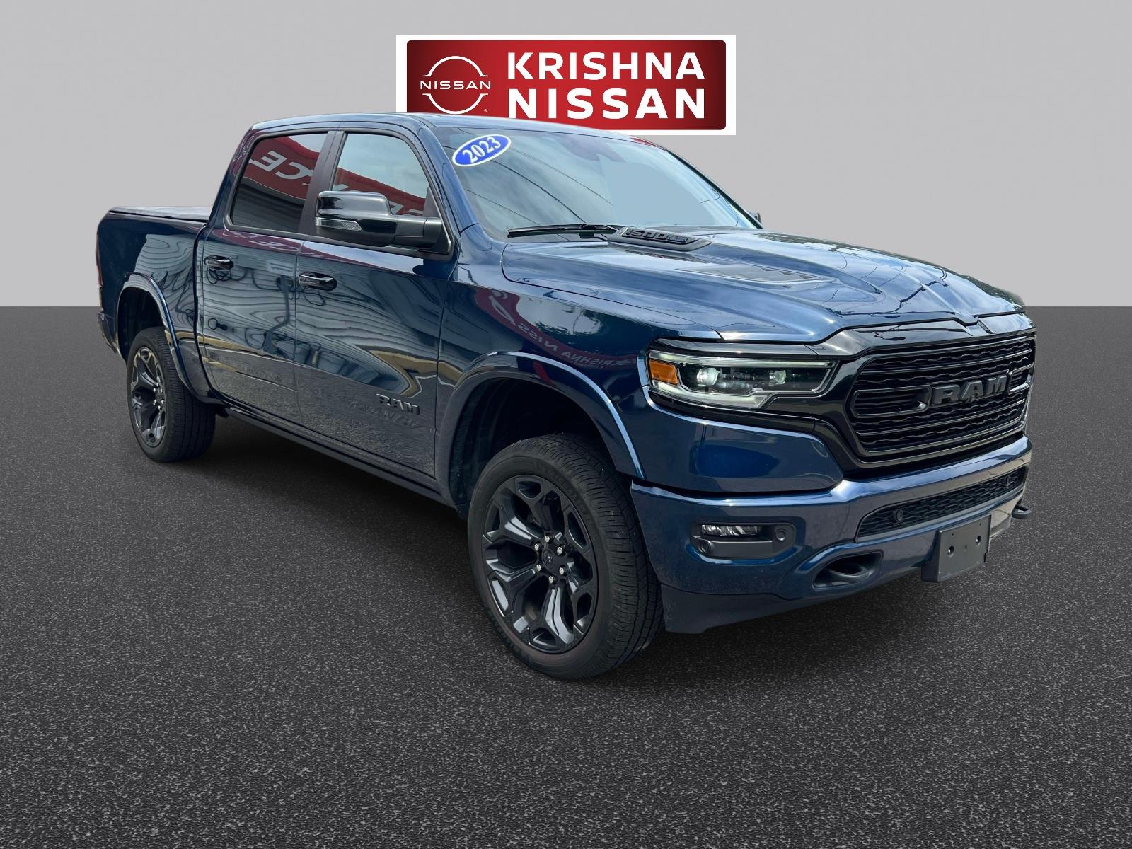 Blue 2023 RAM 1500 Pickup Truck Four-Wheel Drive 8-Speed Automatic