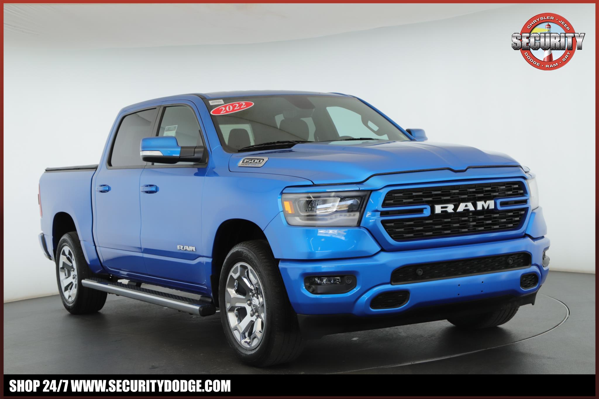 Hydro Blue Pearlcoat 2022 RAM 1500 Big Horn Crew Cab 4WD Pickup Truck Four-Wheel Drive Automatic