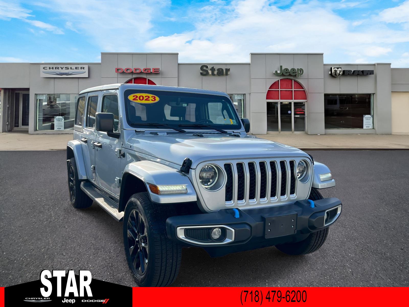 Silver 2023 Jeep Wrangler 4xe Sahara 4WD SUV / Crossover Four-Wheel Drive Automatic