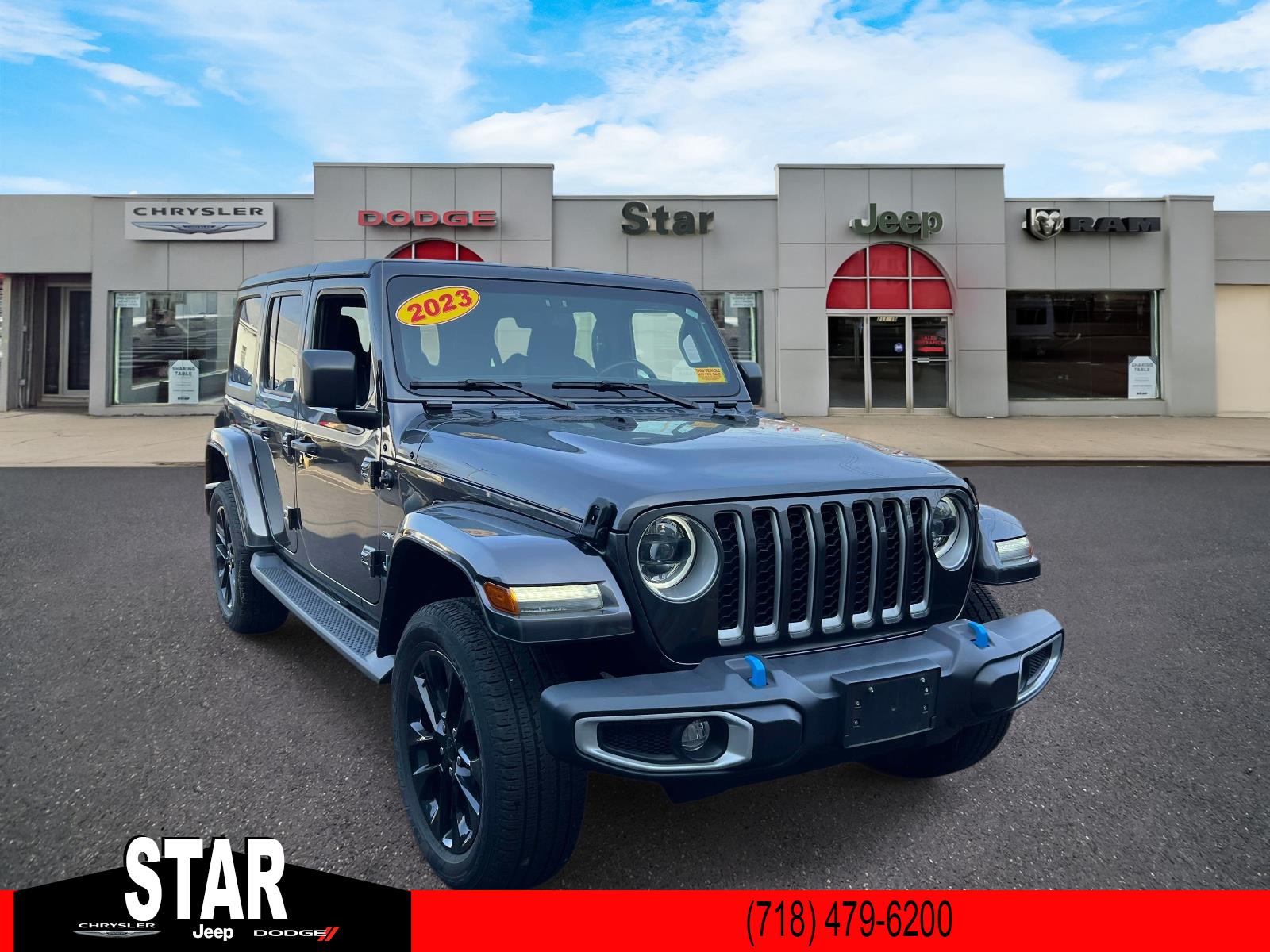Gray 2023 Jeep Wrangler 4xe Sahara 4WD SUV / Crossover Four-Wheel Drive Automatic